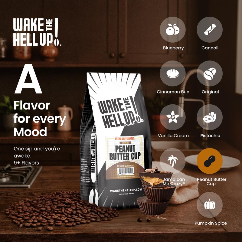 Wake The Hell Up! 1lb Ultra-Caffeinated Peanut Butter Cup Ground