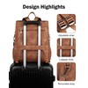 FADEON Leather Laptop Backpack for Women, Designer Ladies Work Travel