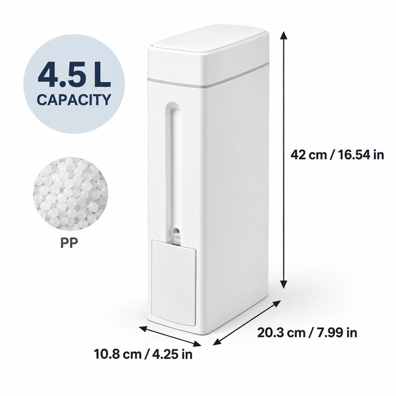 4.5L Slim Bathroom Trash Can with Concealed Toilet Brush, Narrow