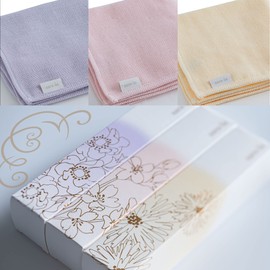 Imabari Towel Gift Sara-la Saki Gauze Pile Handkerchief, Set of 3, Purple, Pink, Yellow, Towel Handkerchief, Made in Japan