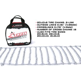 The ROP Shop Pair of 2 Link Tire Chains & Tensioners 20x10x10 for Snow Blowers, Lawn & Garden Tractors, Mowers & Riders, UTV, ATV, 4-Wheelers, Utility Vehicles