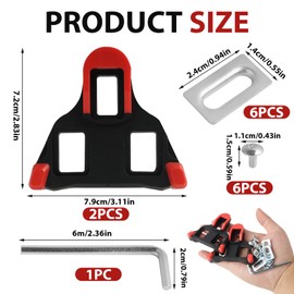 Cleats Cycling Shoes Compatible with SPD-SL System Red, Pedal Plates for Road Bike, Indoor Bike, Non-Slip High Performance Cleats, 3-Hole Bicycle Shoe Plates, Accessories for Click Pedals