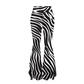 ELEDIZI Classic Zebra Pants for Women Flare Leggings Petite Soft Wide Leg Cropped Pants for Women Tummy Control Non See-Through Workout Pants for Dance Joggers Gym Cycling Pilates L