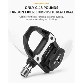 ROCKBROS Bike Pedals Carbon Fiber SPD-SL Road Bike Pedals Compatible with Shimano SPD-SL Locking Cycling Pedals Cleat Replaceable Sealed Bearing Lightweight