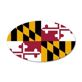 CafePress Maryland Flag 20"x12" Oval Wall Decal, Vinyl Wall Peel, Reusable Cling