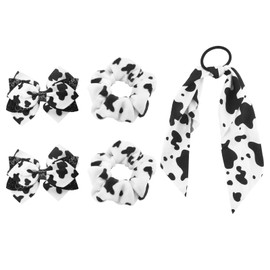 Cow Bow Print Bandana Accessories, Durable and High-elasticity Cow Print Accessories for Women，5PCS Black and White Cow Print Outfit Accessories for Any Occasions