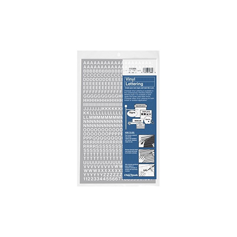 Chartpak Self-Adhesive Vinyl Capital Letters and Numbers, 1/4 Inches High,