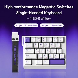 【New】FURYCUBE M30 HE Wired Magnetic Switch Gaming Keyboard,30% layout,RT 0.01,Extreme Response,RGB Backlit,Wired Connection,Wed Driver,8K Returns,E-Sport Gaming Accessories PC Accessories:_M30 HE-White+ Purple
