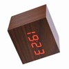 6x6x6cm Wooden Electronic Digital Alarm Desk Clock Temperature LED Display