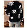 SHENHE Women's Floral Cardigan Sweater Open Front Long Sleeve Button