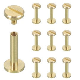 sourcing map 10 Sets Chicago Screw Rivets M4x18mm Metal Phillips Head Post Nail Rivet Stud Screws Connectors for DIY Leather Belt Bag Craft Bookbinding, Brass