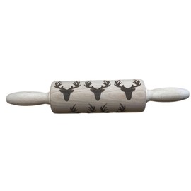 efo Embossed Stag Head Rolling Pin Decorative Baking Supplies for Unique Bakery and Pottery Beautifully Handmade Patterned 24cm