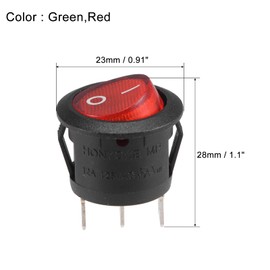 sourcing map Rocker Switch On/Off 3 Terminals SPST 2 Positions AC 250V/10A 125V/12A Red Green