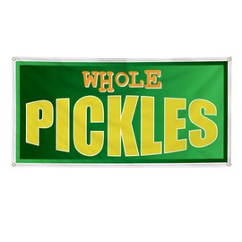 Vinyl Banner Multiple Sizes Whole Pickles Restaurant Cafe Bar D Restaurant & Food Outdoor Weatherproof Industrial Yard Signs Yellow 10 Grommets 60x144Inches