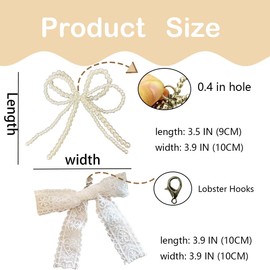 Lospfo Pearls Bow knot Shoe Charms for Sneakers Shoe Lace Charms Decorations Elegant Pearl Beaded Chain for Women Cute DIY Shoe Accessories for Wedding Gift (white)