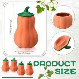 DoubleFill 4 Pcs 24oz Terracotta Watering Spikes Self Watering Planter Insert Terracotta Stakes Olla Pot for Outdoor Indoor Garden Plants, Easy to Refill(Pumpkin)