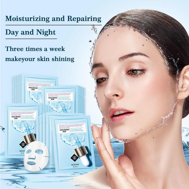 Face Mask Skin Care Hydrating Face Masks Sheets, Hyaluronic Acid