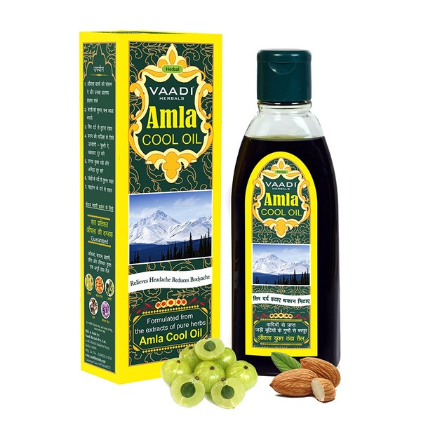 Amla Oil - Brahmi Oil - Blend of Brahmi and Amla Herbal Oil - Keeps the Hair Cool(Hair Oil for Hair Growth) - all Natural - Herbal Therapeutic Grade - 6.76 Ounces, Vaadi Herbals