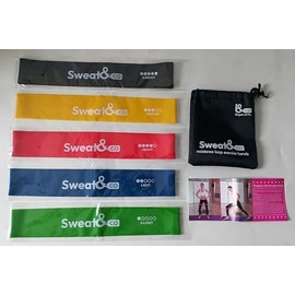 Sweat&Co Resistance Loop Exercise Bands/Pilates Flexbands (Set of 5 Resistance Bands) with Carry Bag by Bargains&Co