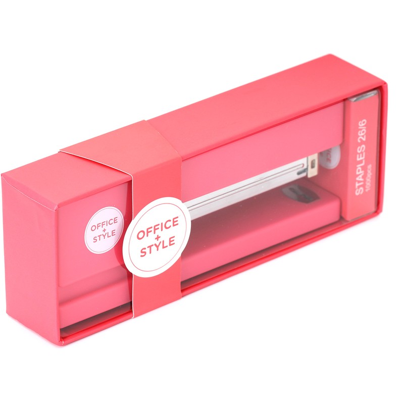 Office Style Precision Jam-Free Full Strip Non-Skid Stapler, Pink
