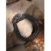 HAQUIL Viking Dragon Bracelet, Antique Oxidized Steel Ouroboros Jormungandr Link