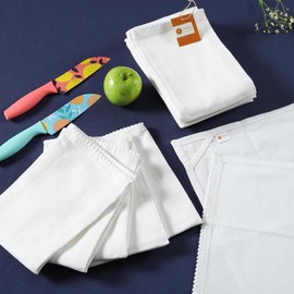 TARAN LIVING Kitchen Towel Cloth 100% Cotton Dish Towel Premium Soft & Absorbent Gifting Dish Cloth Tea Towels Sutaible for Craft, Embroidery or Tie Dye Cotton Cloth - White, Set of 12, 18x28 inch