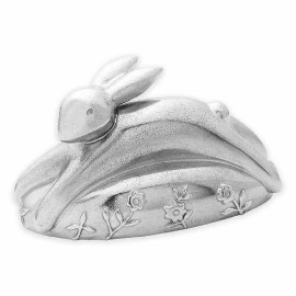 Reed & Barton Quilted Rabbit Pewter Music Box ~ Brahm's Lullaby ~ New in Box