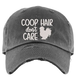 Coop Hair Don't Care Silkie Chicken Hat | Distressed Baseball Cap or Ponytail Hat | Farm Hats | Chicken Accessories