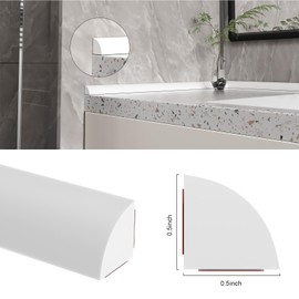 Jaspond Flexible Quarter Round Molding, 59Inch Self-Adhesive Silicone Rubber Trim Molding, Peel and Stick Quarter Round Trim Bendable Molding Trim for Floor, Bathrooms, Kitchens, Countertops