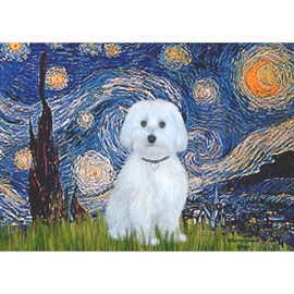CafePress SFP Starry Night Maltese (B) Large Zipper Toiletry Pouch, 12.5" x 8.5"