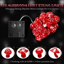 3D Mushroom Solar Lights for Outside Solar Garden Lights-40LED 14ft Waterproof Fairy Solar String Lights-Mushroom Gifts Novelty Mushroom Decor for Yard Patio Window Balcony Yule Decoration