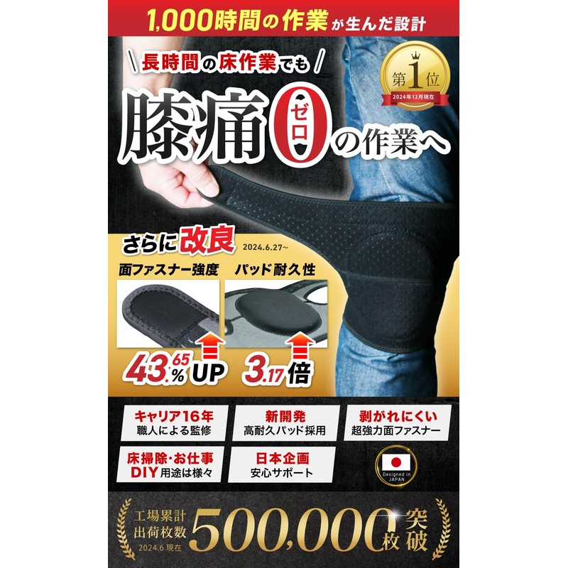 【Professional Floor Repair Supervision】 Knee Pads for Work 【Strong Velcro