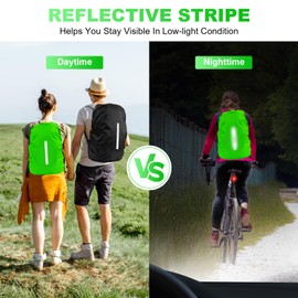LAMA 2pcs Waterproof Rain Cover for Backpack, Reflective Rainproof Protector for Anti-dust and Anti-Theft S 18L-25L Black Green