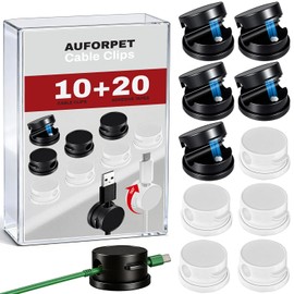 10Pack Magnetic Rotatable Cord Holder with Box, 360°Rotating Clips Cable Organizer for Nightstand, with No-Residue Strong Adhesive for Desk, Phone Cord for Home, Office, Car, Travel Accessories