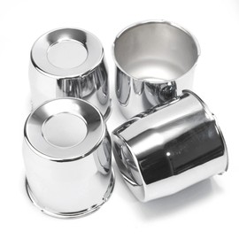 Rheedal 4Pcs 4.25inch Trailer Wheel Center Caps Push Thru 4.25" Bore 4.33" Tall for Wheel Rim, Chrome Silver Wheel Cover