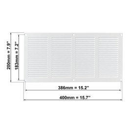 White 14x6 inch Steel Vent Cover with Insects Screen - Sidewall and Ceiling - Outside Dimensions: 15.75"w X 7.87"h