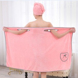Golf course summer shower gown + turban 3 second summer towel Gown 2-3 second gown-pink