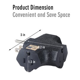 GFQHF 3 Way Plug Adapter - UL Listed - Outdoor Outlet Splitter 3 Prong - Electrical Outlet Extender, Wall Outlet Expander, Outdoor Heavy Duty Triple Plug Outlet Adapter 3PCS (Green, Orange, Black)