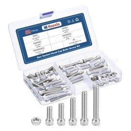 Kozelo 58pcs 1/4"-20 Socket Head Cap Screws Bolts Nuts Assortment Kit - [1/2" to 1-1/2"] 304 Stainless Steel Allen Socket Drive for 3D Printer