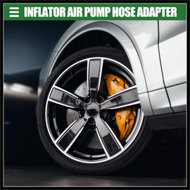 Hihaha Universal Inflator Air Pump Hose Adapter Tyre Valve Inflator Hose with Lock on Air Chuck, 30cm Hose Length, Close, Copper Steel Rubber, Black Durable Material