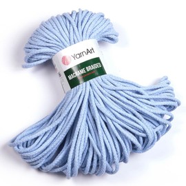 YarnArt Macrame Braided 5MM - YarnArt Macrame Braided Pastel and Vivid Colors 5MM Soft Cotton Content to Design Wall Hangings, Table Runners, Cushion Covers, Rugs and Accessories (760)