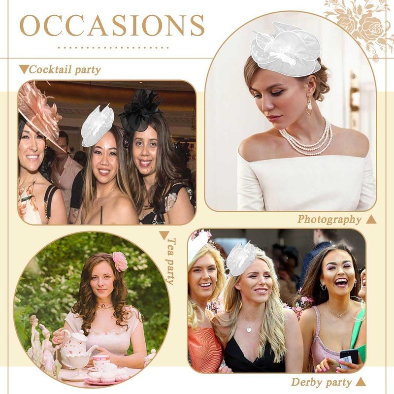 Flayem Fascinator Hats for Women White Pillbox Hat with Veil