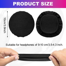 3 Pair Sheadphone Ear Covers, 3.9 Inch Breathable Stretchable Mesh Headphone Earpad Covers for Headphones, Washable Sweat-Prevention Protective Earpads for 3.5-4.3" Ear Cups (Black)