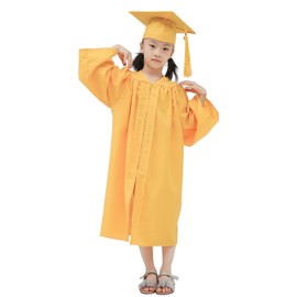 GraduationMall Matte Kindergarten & Preschool Graduation Gown Cap Set with 2025 Tassel Gold 33 (4'0"-4'2")