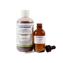 Bromophenol Blue Indicator 0.04% (w/v) Aqueous Solution | 250 mL | Includes a 50 mL Empty Dropper Bottle and Dispensing Cap | pH 3.0 (Yellow) - pH 4.6 (Blue)
