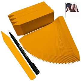 TAGKRAFTERS 6" x 5/8" Gold Premium Pot Stakes with Marker - 200 Pcs - Plastic Plant Tags and Labels - Nursery Garden Tree Labels Waterproof Writeable | Made in The USA |