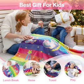 Unicorn Toys Gifts for Girls Kids - Glow in The Dark Donuts Blanket Christmas Birthday Valentines Day Easter Presents for Ages 1 2 3 4 5 6 7 8 9 10 Year Old Child Toddler Soft Rainbow Throw 50"X60"