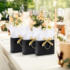 DOYIDE 30 Pack Gift Bags Medium Size with Ribbon and Greeting Cards Tissue Paper, 9"x7"x3.1" Portable Paper Gift Bag with Handles, Thank You Bags for Wedding Birthday Party Mothers Day Bridal Shower