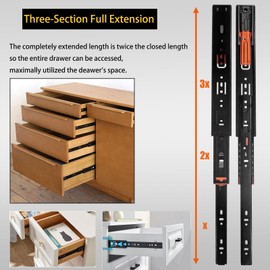 Cokritsm Drawer Slides 300mm Soft Close Drawer Runners 1 Pairs Full Extension Drawer Slides Rails 45kg Load Capacity Side Mount for Cabinet Dresser Wardrobe Kitchen Black