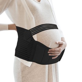 GUDREN Cinturón de Maternidad, Cinturón de Apoyo 3 en 1, 3 Yardas Faja para Embarazadas, Cinturón De Ajustable, Para Todas Las Etapas Del Embarazo Y Posparto (Negro, XXL)